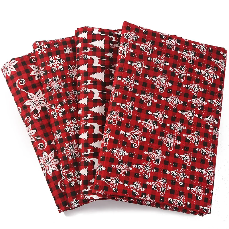 Хлопковый льняной Рождественский материал Снежинка Рождественская Ткань Хлопок Конопля печать скатерть черный красный плед ткань Сделай Сам шитье пэчворк