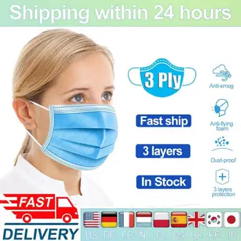 

Fast Delivery 10-50pcs Disposable Mask 3 Layer Anti Dust Breathable Cloth Facial Safety Maskers Mascarillas Masque