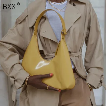 

[BXX] Bright Leather Solid Color Crossbody Bags For Women 2020 Spring Fashion Shoulder Messenger Bag Lady Travel Handbags HL273