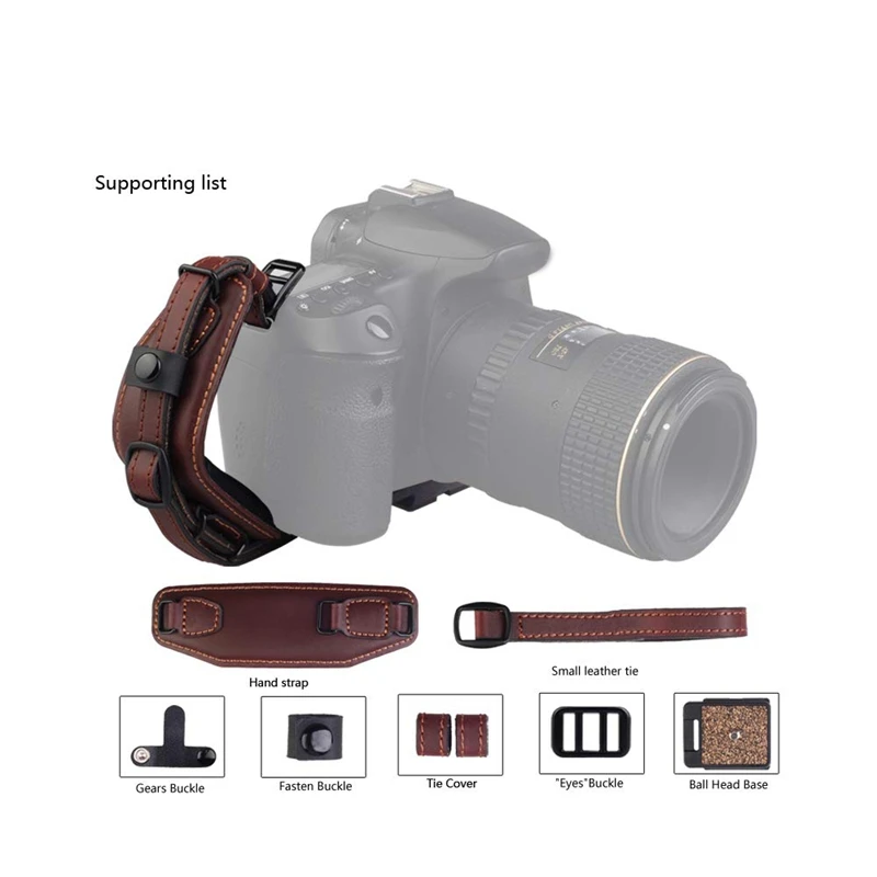 

Camera Leather Wrist Strap with Quick Release Plate, Comfort Padding Stability and Security for All DSLR SLR and Digital Cameras