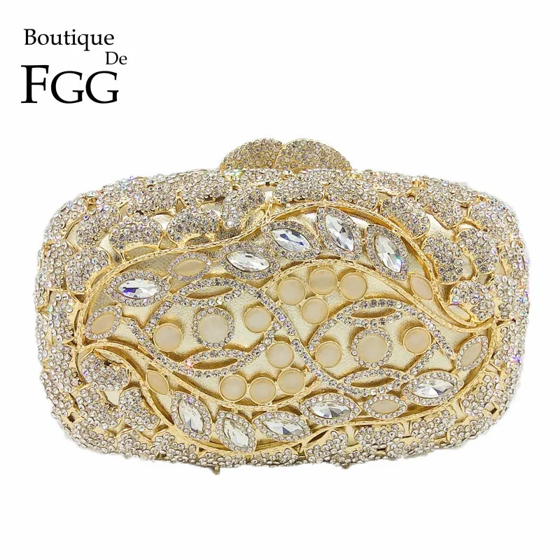 

Женский Блестящий клатч Boutique De FGG, с золотыми опаловыми камнями