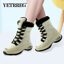 Зимние модные водонепроницаемые женские ботинки; женские теплые плюшевые зимние ботинки; нескользящие ботинки на шнуровке на платформе; Botas Mujer; размеры 36-42