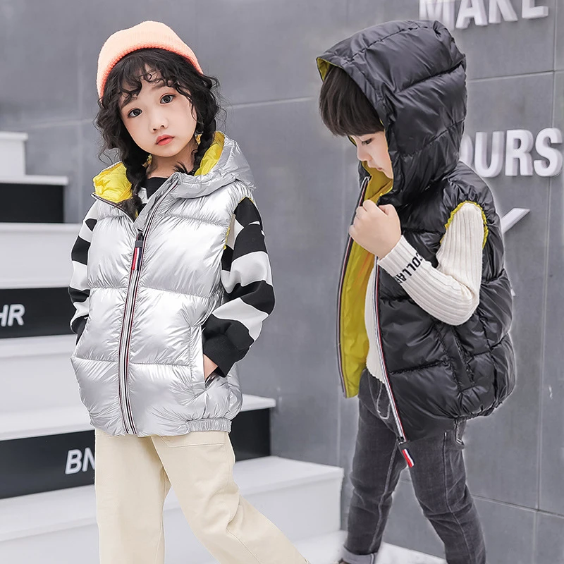 

Fashion Vest For Girl Winter Clothes Down Children's Hooded School Sleeveless Jacket Vest Coat Warm For Boy Baby Kids Clothes