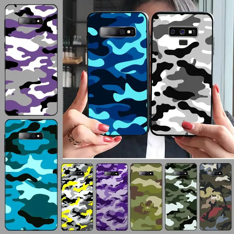 Камуфляжный армейский черный мягкий чехол из ТПУ для телефона Samsung S6 S7 edge S8 S9 S10 e