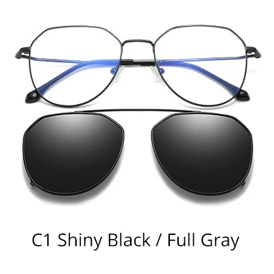 C1 Shiny Black-Gray Два Oclock, ультра-светильник, солнцезащитные очки по рецепту, близорукость, женские, поляризационные, на клипсах, очки, оправа, полярная оптика, 2 в 1, Z17197 - Цвет линз: C1 Shiny Black-Gray