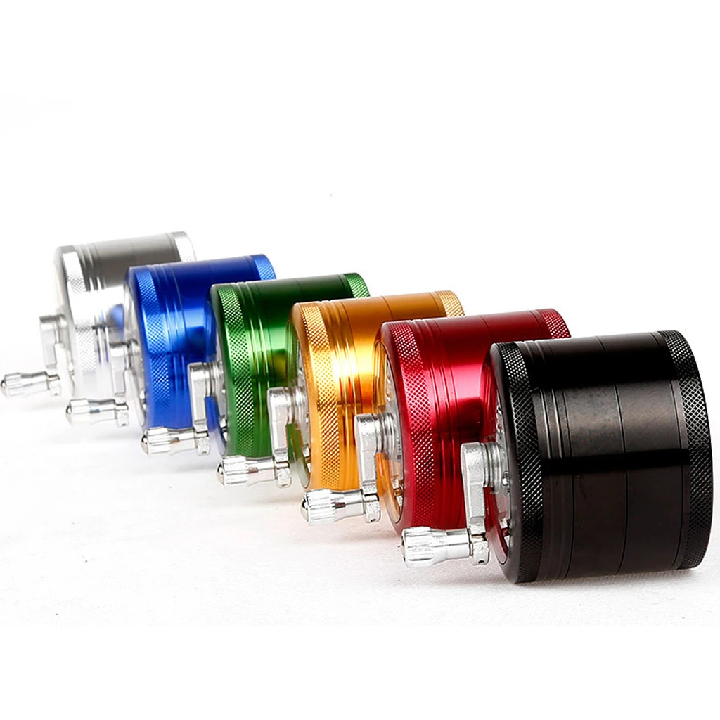 Metal Herb Spice Grinder 4 Parts Hand Crank Herbs Spice Mill Grinder Extra Storage