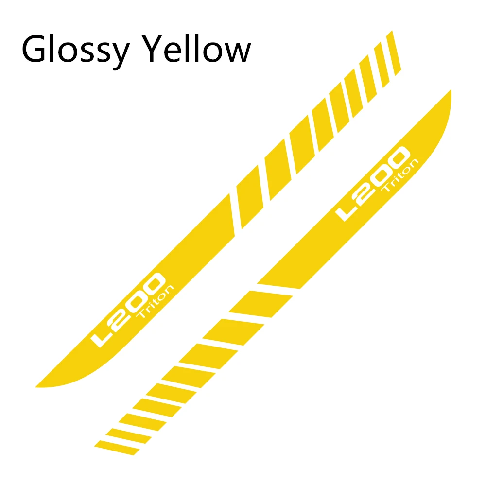 2 шт. авто Спорт DIY виниловая пленка Стайлинг наклейки автомобиля длинные боковые полосы наклейки автомобильные аксессуары для Mitsubishi L200 Triton - Название цвета: Glossy Yellow