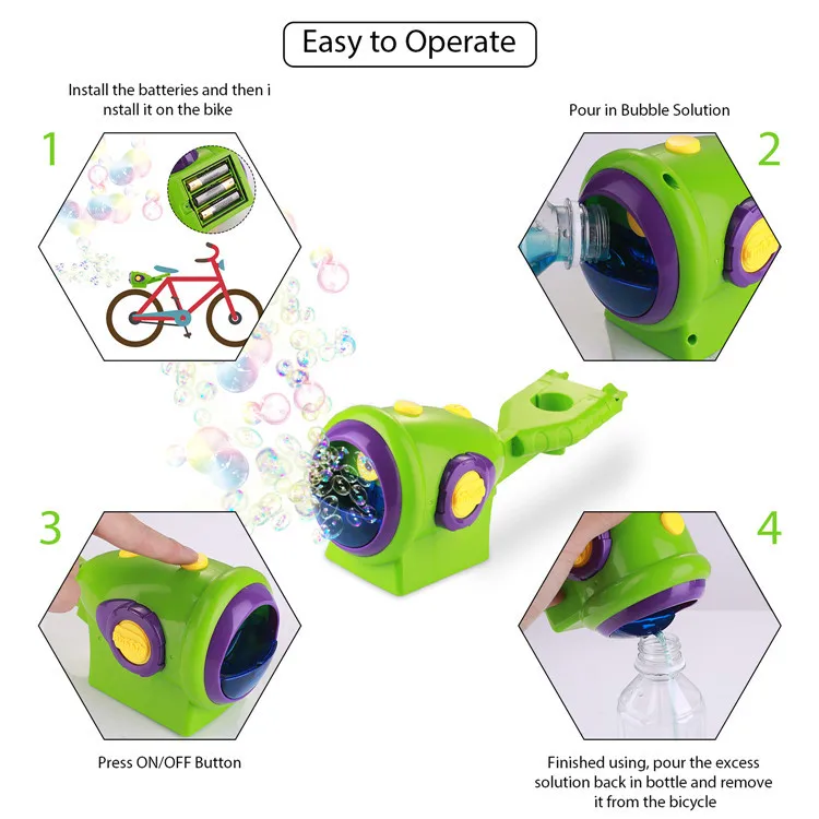 Outdoor Bike Bubble Blower Toy Soap Water Bubble Gun Machine Cartoon Water Gun Gift For Kids Easy to Operate Automatic Blower