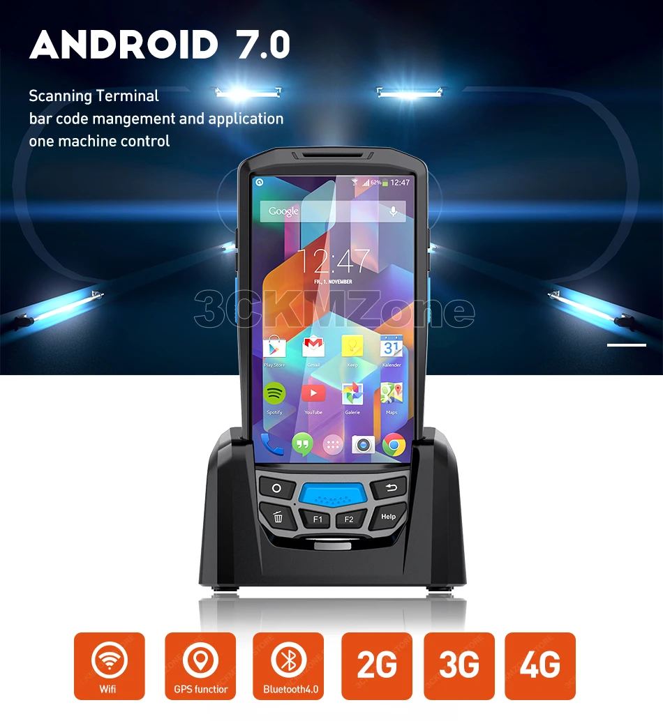 Android 7,0 портативный терминал PDA Беспроводной Wi-Fi Bluetooth сканер штрих-кода 1D 2D QR считыватель штрих-кода система сбора данных с Bluetooth PDA