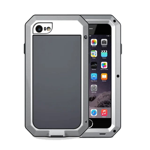 Сверхмощный чехол для iPhone XS Max X 8 7 6 6S Plus Doom металлический противоударный бронированный чехол для samsung Galaxy S9 S8 Plus S7 S6 Note 9 8 - Цвет: Серебристый