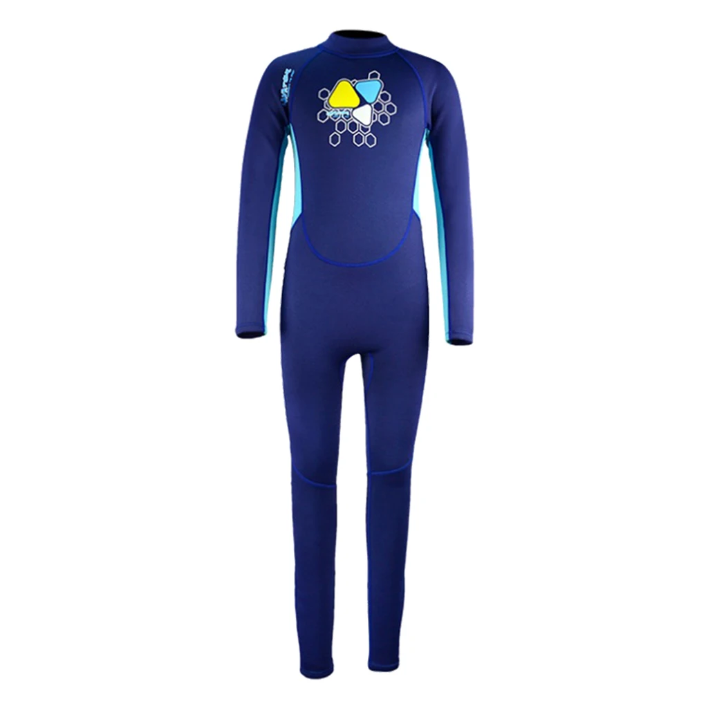 Kids Wetsuit Neoprene 2mm Long Sleeve One Piece UV Protection Swimsuit Fullbody Diving Suit for Surfing Snorkeling 