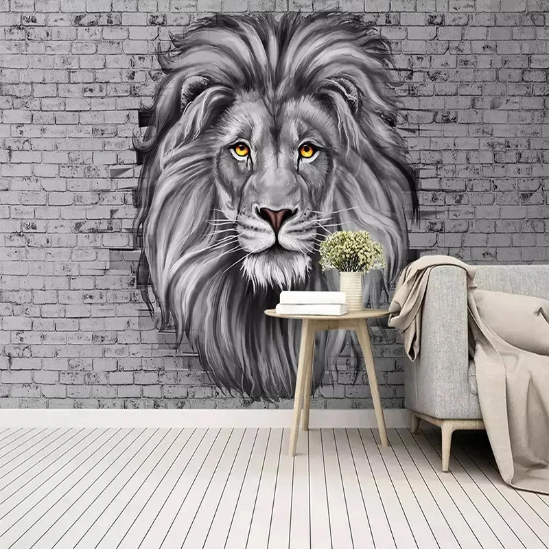 Custom-Photo-Wallpaper-Modern-Black-And-White-Lion-Mural-Living-Room-Kids-Bedroom-Background-Wall-Painting (3)