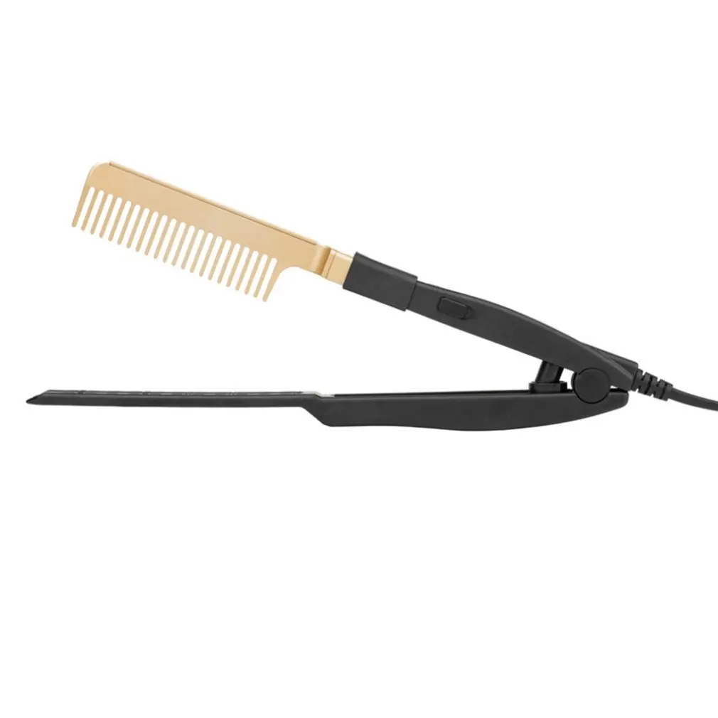 

Golden Alloy Multifunctional Electric Copper Comb Dry And Wet Fast Heating Electric Straight Hair Comb