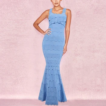 

LEGER BABE Mermaid Women Bandage Dress Black Pink Blue Long Gown Maxi Vestidos Elegant Christmas Eve Party Dress Vestido