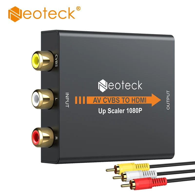 

Neoteck AV CVBS 3RCA to HDMI-compatible Composite Converter Scaler 1080P Adapter Cable Box for Monito L/R Video Support NTSC PAL