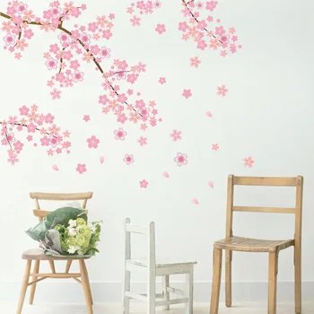 

Beautiful Sakura Wall Stickers Living Bedroom Decorations Diy Flowers Pvc Home Decals Mural Arts Poster