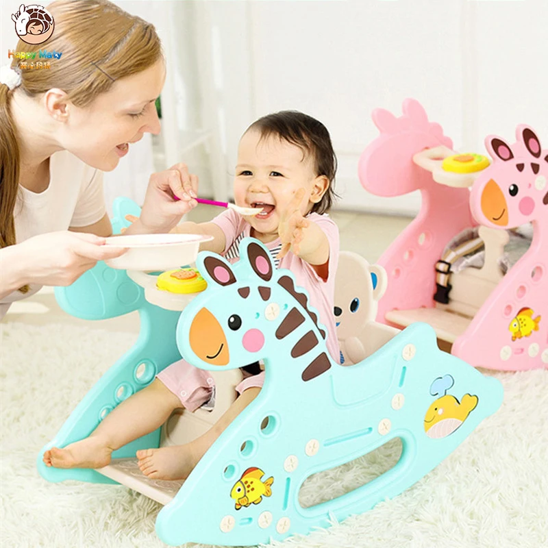 

Cute Plastic Animals Rocking Hourse with Music Dual Use Rocking Horse Seat Dual Purpose Kids Ride 1-6 years old Baby Toys