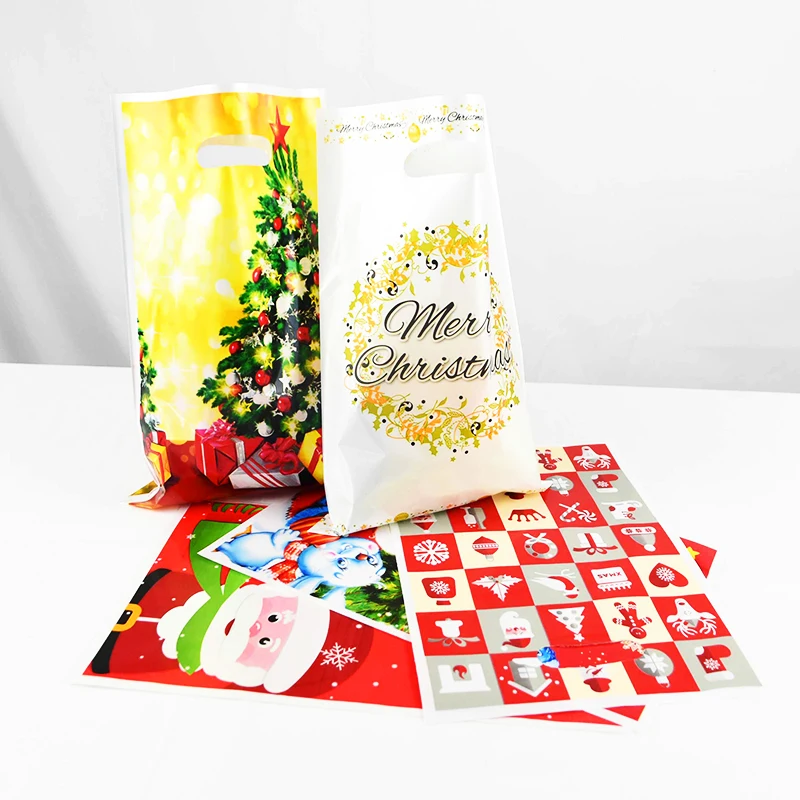 10 pzas bolsa de dulces de Santa Claus bolsas de regalo de decoración de Navidad galletas de bocadillos paquete de galletas fiesta de fiesta bolsa de plástico - Imagen 3