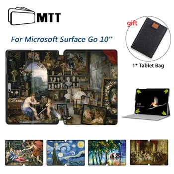 

MTT PU Leather Tablet Case For Microsoft Surface Go 10 inch Folding Flip Stand Cover Shockproof Protective Funda + Tablet Bag