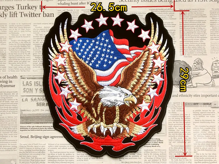 Большой нашивка из ткани США Национальный флаг Орел панк байкерские нашивки