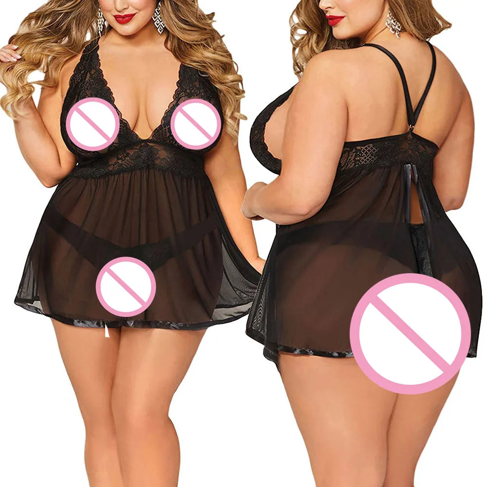 Горячее женское нижнее белье размера плюс с открытой спиной кружевное Babydoll