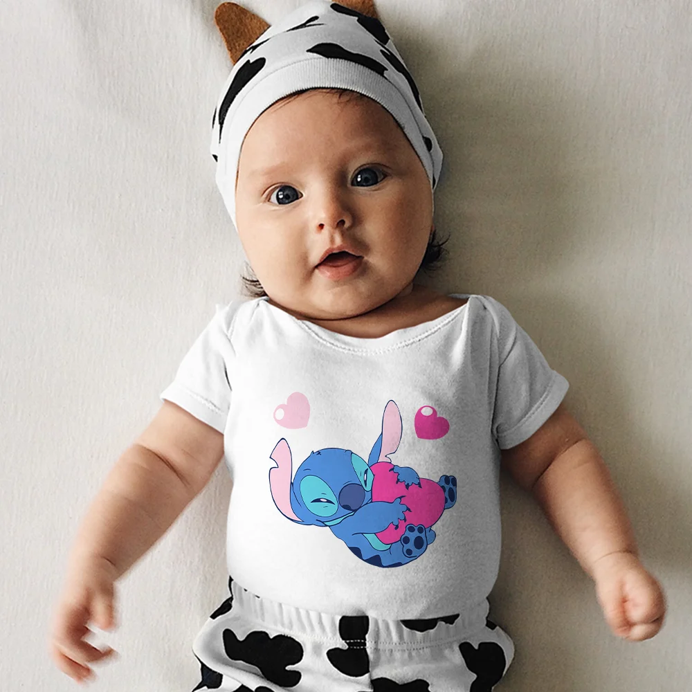 

Disney Lilo & Stitch Print Toddler Romper Short Sleeve Dropship Black White Baby Girl Boy Clothes 0-24M Onesie Ru Hot Selling