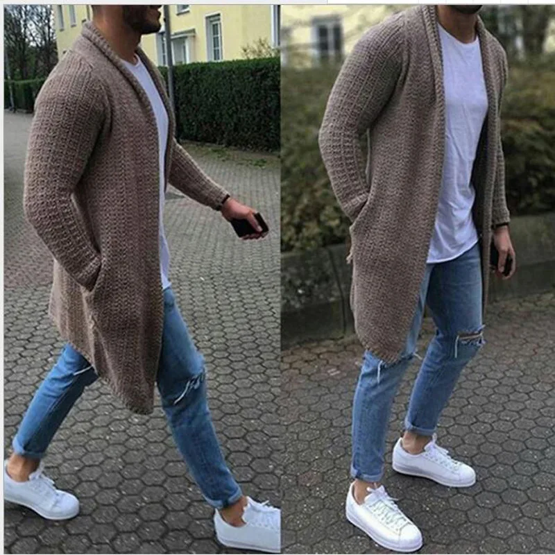 

2019 New Style MEN'S Sweater Long Sleeve Large Size Cardigan Solid Color Sweater Men's Versatile Sweater Dl341