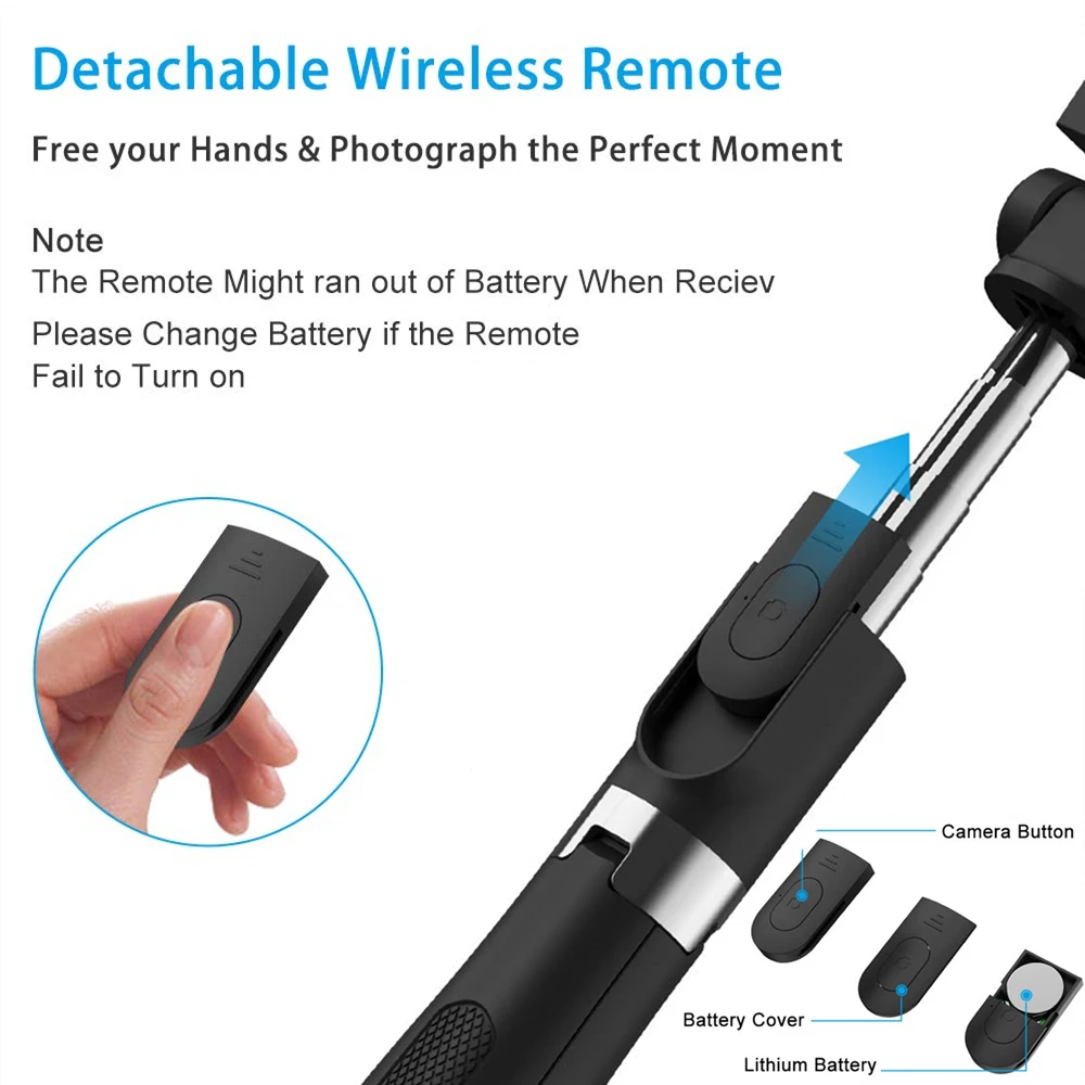 Wireless Bluetooth Selfie Stick Mini Tripod Expandable Portable Stand for iPhone Huawei Samsung Xiaomi Smartphone