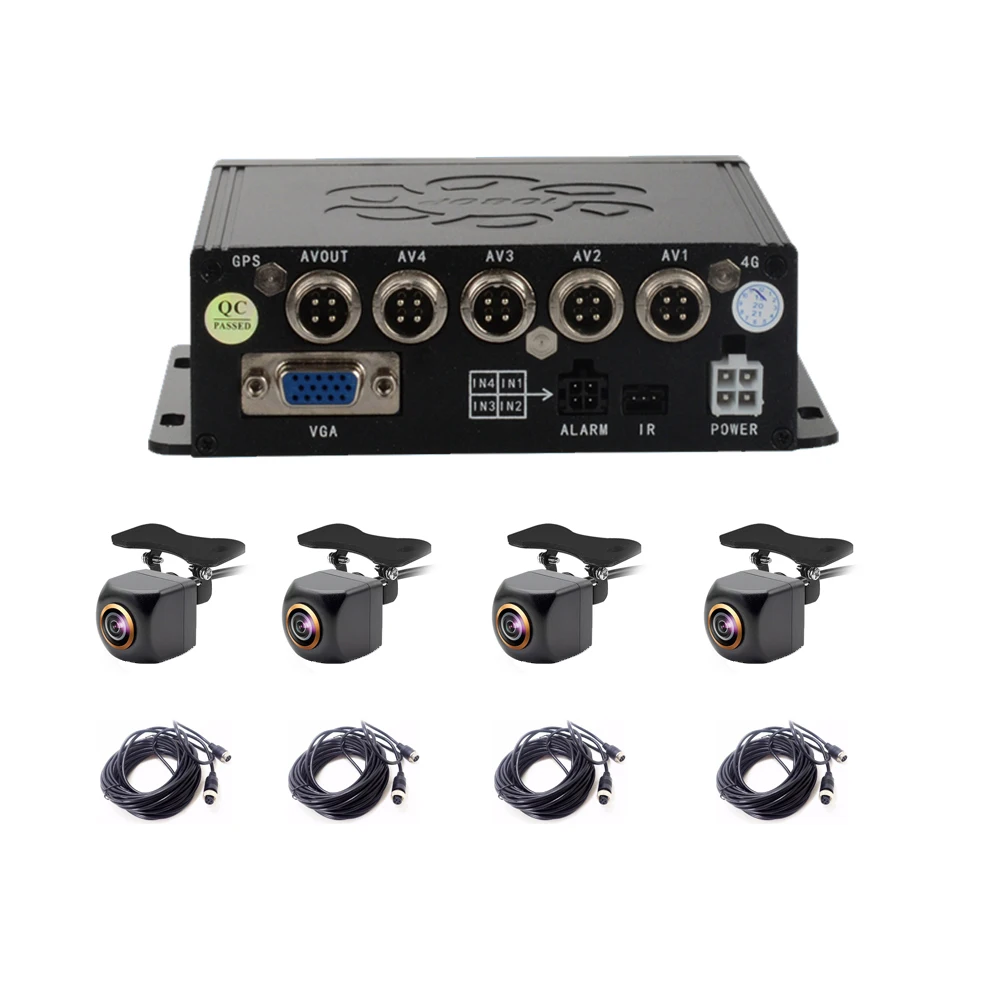 Sd Mdvr 4ch H.264 1080p Fhd Mobile Car Dvr Kit Car Vehicle Camera Video Recorder 4.3inch Monitor