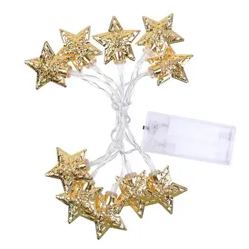 

10LED Crack Metal Star Light String Party Wedding Christmas Home Lamp Decor Metal Star String Light for Festival Halloween