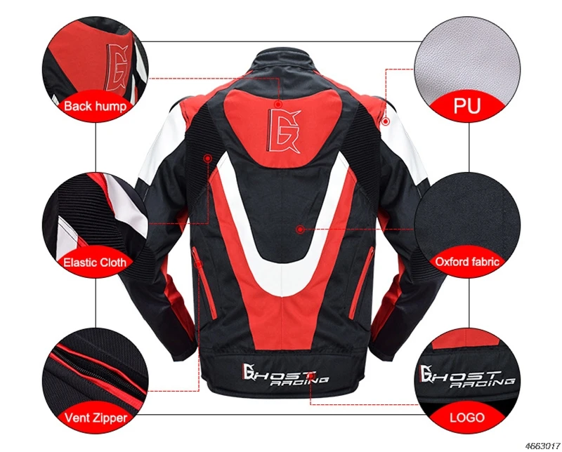 GHOST RACING Motorcycle Jacket Motorbike Riding Jacket Windproof Motorcycle Full Body Protective Gear Armor Autumn Moto Clothing