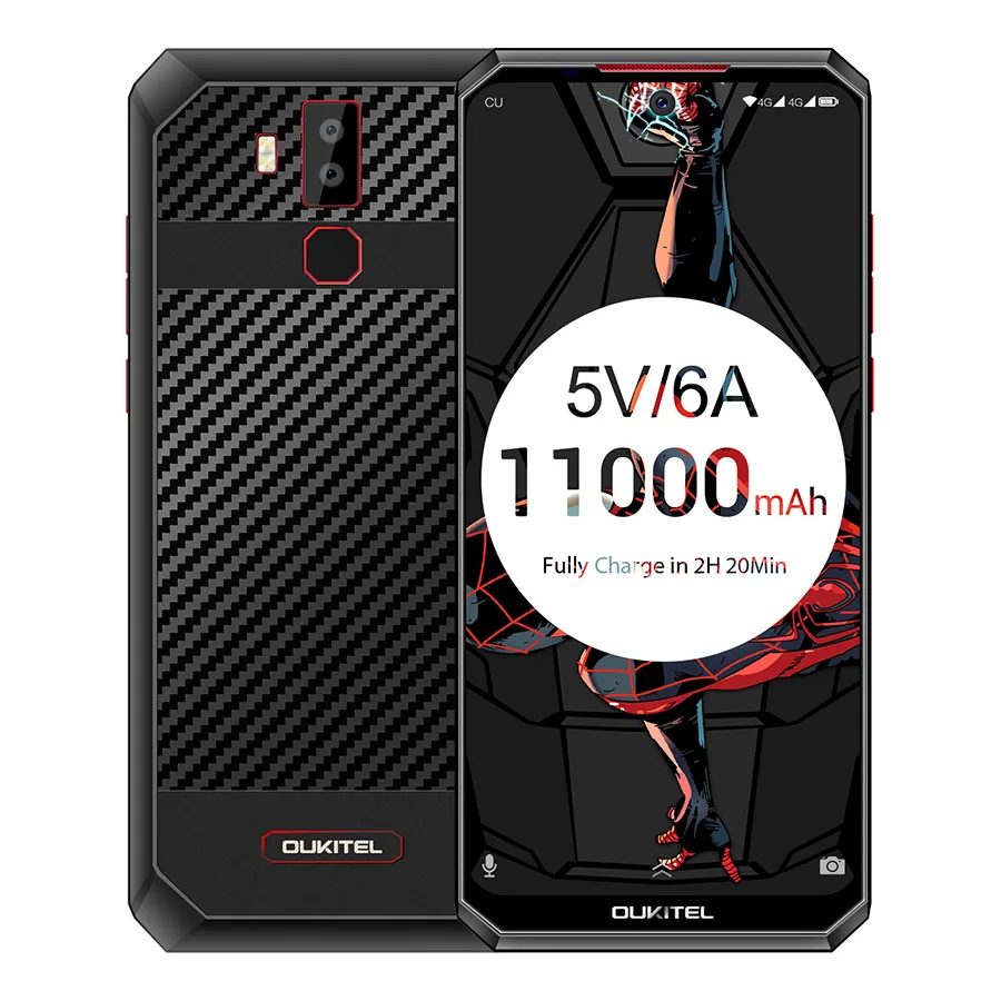 Black OUKITEL K13 Pro Android 9,0 мобильный телефон 6,4" 19,5: 9 экран MT6762 4G ram 64G rom 5 V/6A 11000mAh OTA NFC сканер отпечатков пальцев Смартфон - Цвет: Black