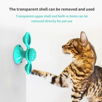

Pet Toys Cats Interactive Puzzle Training Turntable Windmill Ball Whirling Toys Kitten Play Game Suction Cup Base Cat Supplies