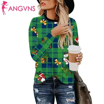 

Women Printed Pullover Tops O-Neck Long None Sleeve Casual Autumn T-shirt