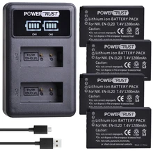 PowerTrust – lot de 4 batteries EN EL20a, akku + LED, double chargeur USB pour Nikon Coolpix P1000, Nikon1 J1, J2, J3 Nikon1 AW1, EN-EL20, EN-EL20A