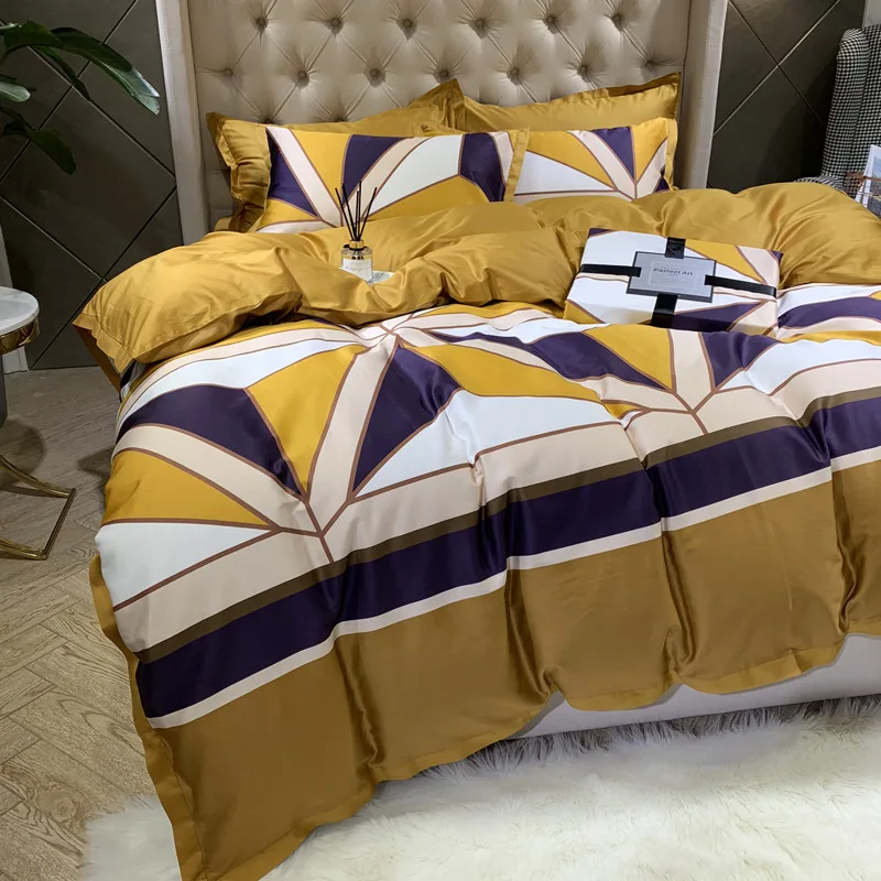

100% Cotton Free Shipping Bedding Set 4pcs Suitable for Men Quilt Cover 1.8m Beding Article Hot Sale Home Textile Popular Sheet