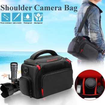 

Waterproof DSLR Shoulder Bag Nylon Shoulder Bag Travel Carrying Case Handbag For Canon Camera Detachable with Rain Cover