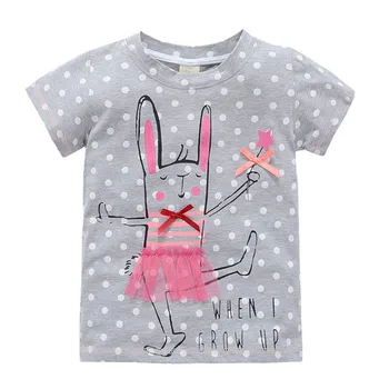 

baby girls cartoon t-shirts tops tees kids girls short sleeve cotton horse rabbits clothing tops t-shirts for girls 2-7 years