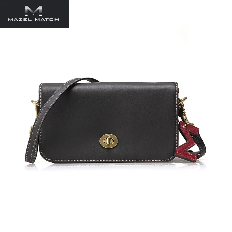 

Chic Branded Genuine Leather Lady Mini Black Purse Women Small Messenger Bag Authentic Cow Skin Female Single Cross Shoulder Bag