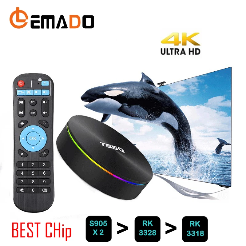 LEMADO T95Q S905 X2 ТВ-бокс 4 Гб DDR4 64 Wifi Bluetooth H.264 Android 8 1 USB3.0 3D телеприставка 4K Smart tv Box для |