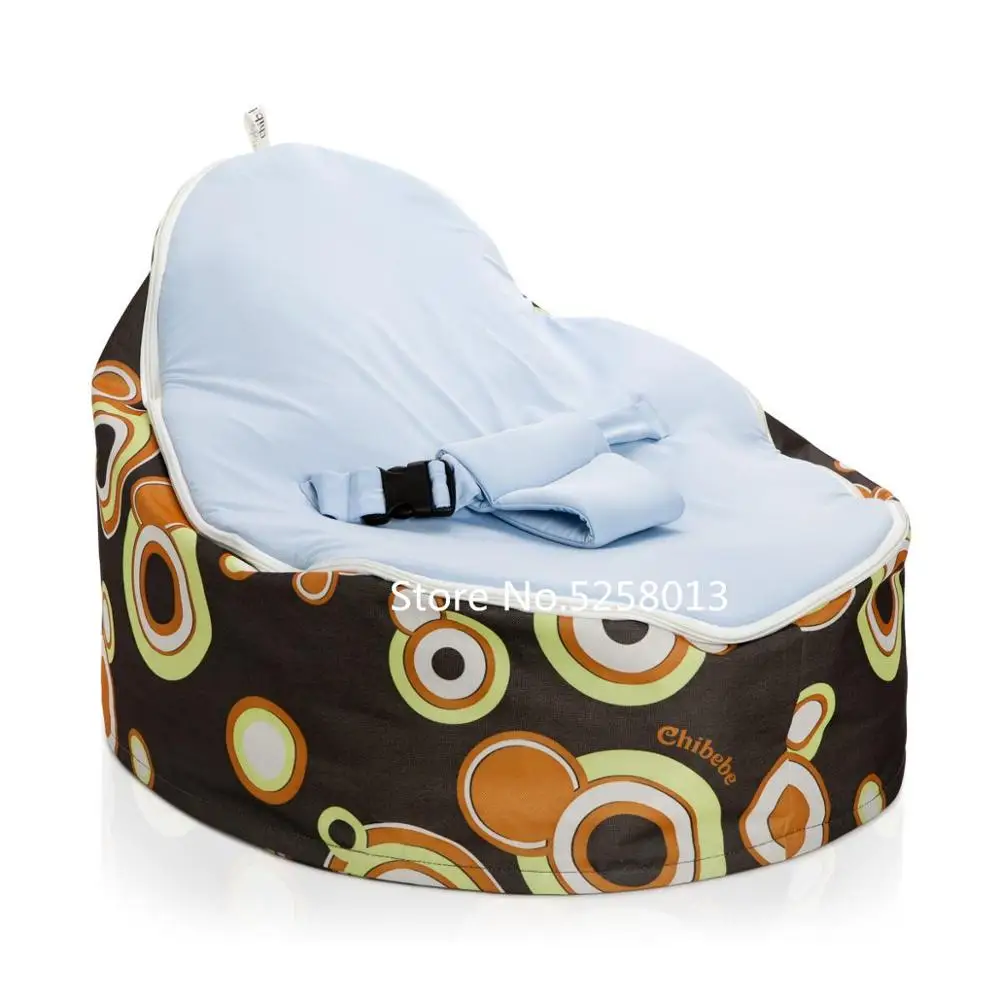 Мягкий детский стул младенческой мешок бобов покрывало кровати без наполнителя Pouf для кормления ребенка Snuggle кровать с поясом для безопасности защиты - Цвет: retro blue
