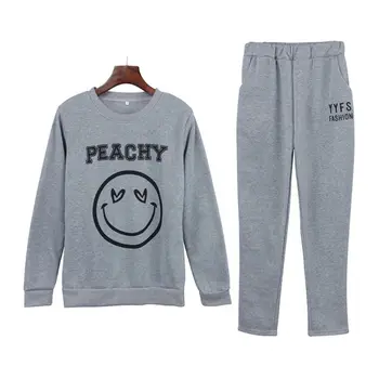 

Womens Solid Color Sweatsuit Set Cute Eyelash Lips Christmas Reindeer Print Sweatshirt Long Pants Sport Suits Tracksuit S-2XL