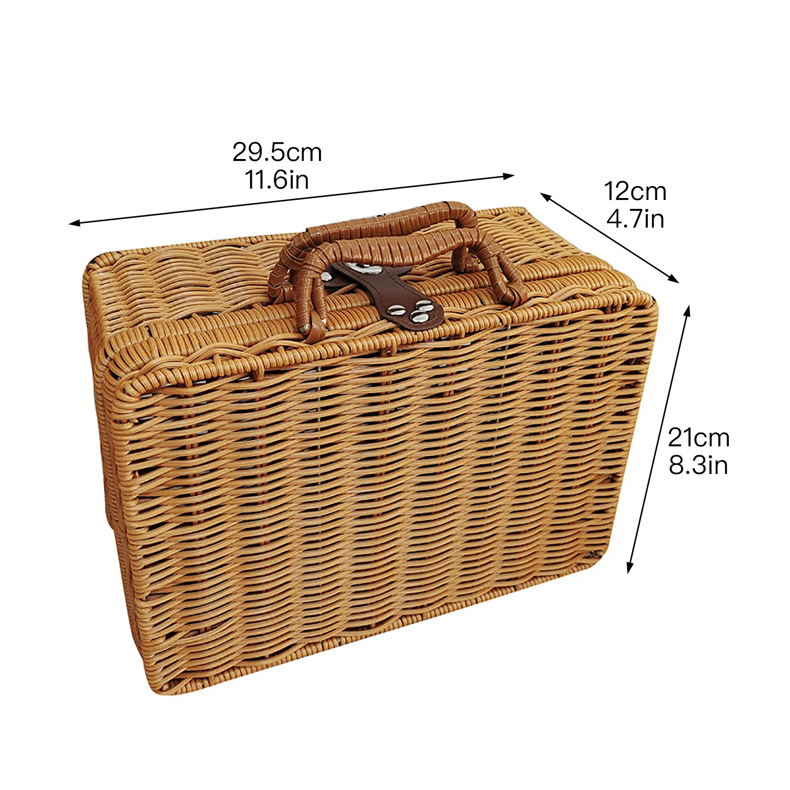 Vintage Handmade Rattan Woven Storage Case Portable Makeup Travel Picnic Luggage Basket Holder Suitcase Sundries Organizer Box 6