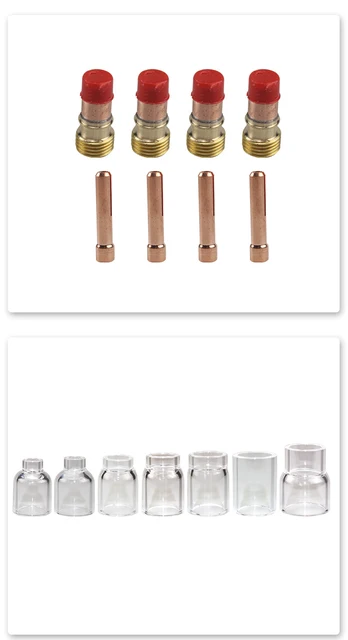4 Pezzi Lenti Gas Per Saldatura TIG - Kit Per Torcia WP 17/18/26 Con Ugelli Ceramica - Foto 4