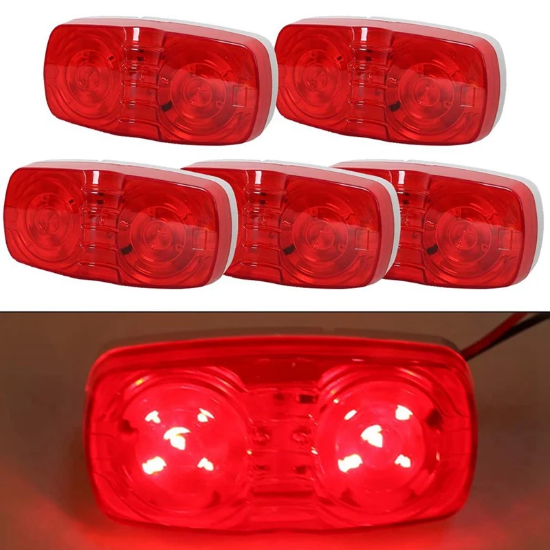 5X Red Led Camper Exterior Lights RV Trailer Marker Lights Double