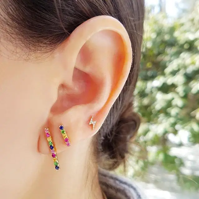 Женские серебряные сережки Brincos разноцветные Разноцветные длинные серьги из