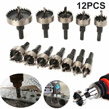 

12 PCS / Set Of Hole Saw Tooth Kit HSS Steel Drill Bit Set Cutter Tool For Metal Wood Alloy 280~300r / Min 12 Models Hole Saws