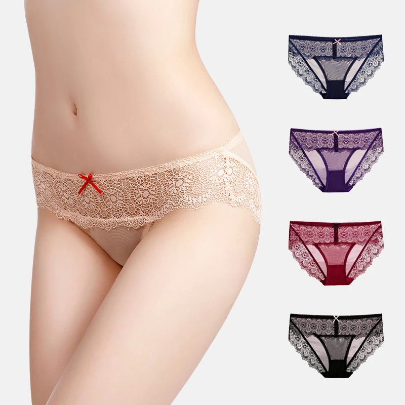 

Women's Sexy Lace Panties Multi-Color Seamless Mid-Waist Cotton File Women's Briefs