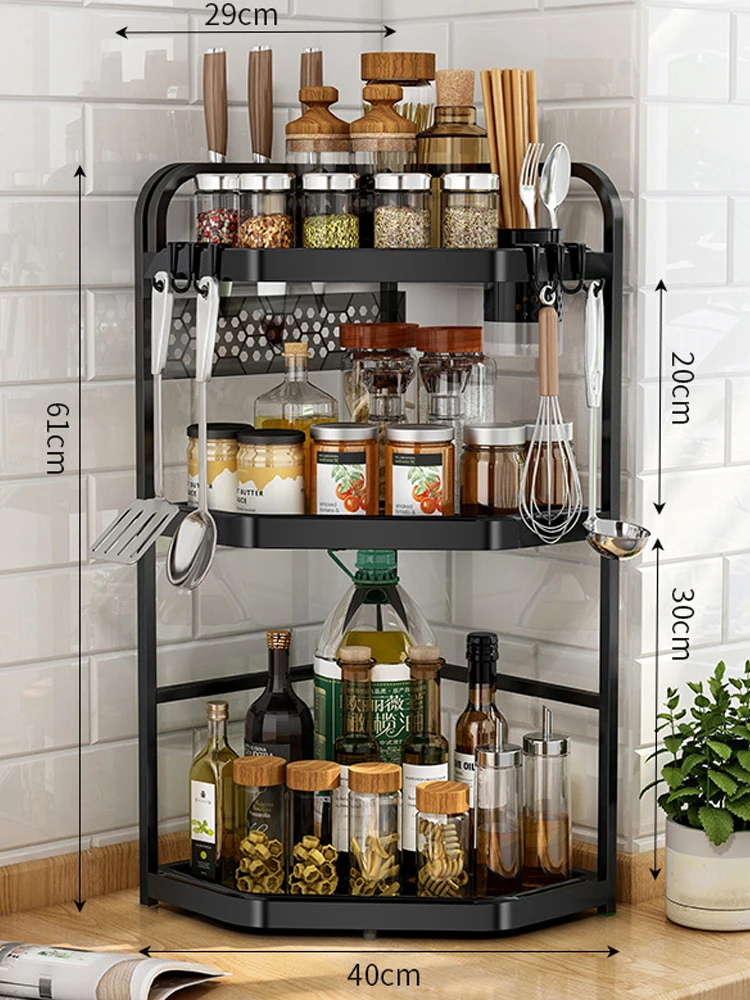 OTHERHOUSE Spice Rack Kitchen Corner Storage Rack 2/3 Layer Spice Organizer  Condiment Seasoning Shelf Rack Kitchen Accessories - Price history & Review, AliExpress Seller - Shop4663199 Store