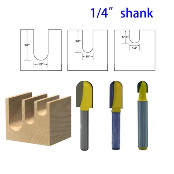 

Core Box Router Bits - 3 pc. Set - 1/4" Shank Line knife Woodworking cutter Tenon Cutter for Woodworking Tools